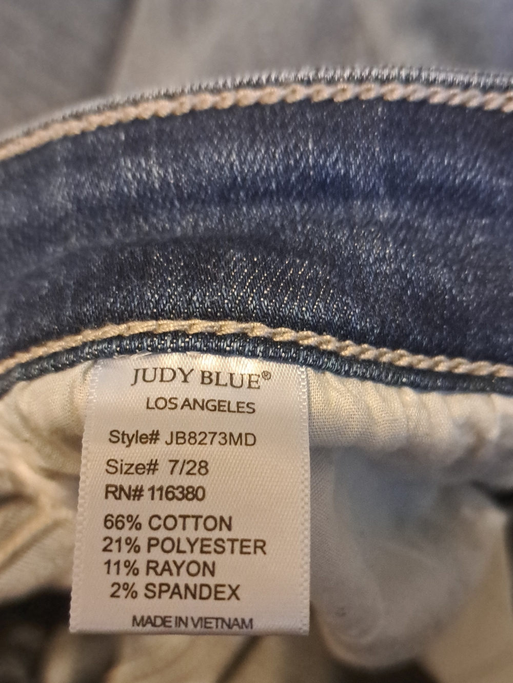 Judy Blue Medium Wash Distressed Skinny Jeans. Size 7/28. - Picture 11 of 13
